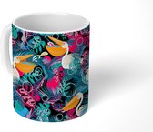 Mok - Koffiemok - Pelikaan - Jungle - Monstera - Patronen - Mokken - 350 ML - Beker - Koffiemokken - Theemok