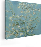Artaza Canvas Schilderij Amandelbloesem - Licht Blauw - Vincent van Gogh - 100x80 - Groot - Kunst - Wanddecoratie Woonkamer
