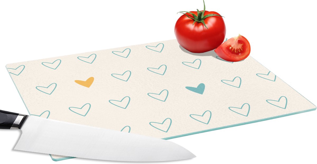 Glazen Snijplank - 28x20 - Minimalisme - Patroon - Baby - Hart - Snijplanken Glas