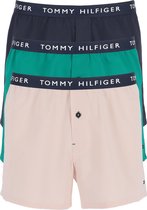 Tommy Hilfiger wijde boxershorts (3-pack) - katoenen shorts - roze - groen en blauw -  Maat: M