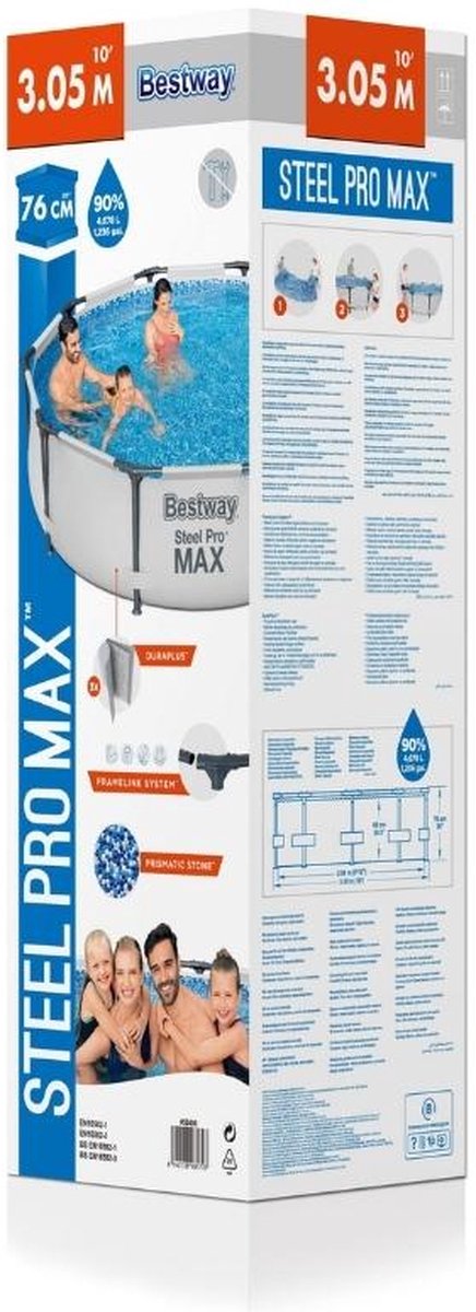 Bestway Zwembad Steel Pro MAX 56406 - FrameLink Systeem - Eenvoudig op te Zetten - 305 x 76 cm — afbeelding 8
