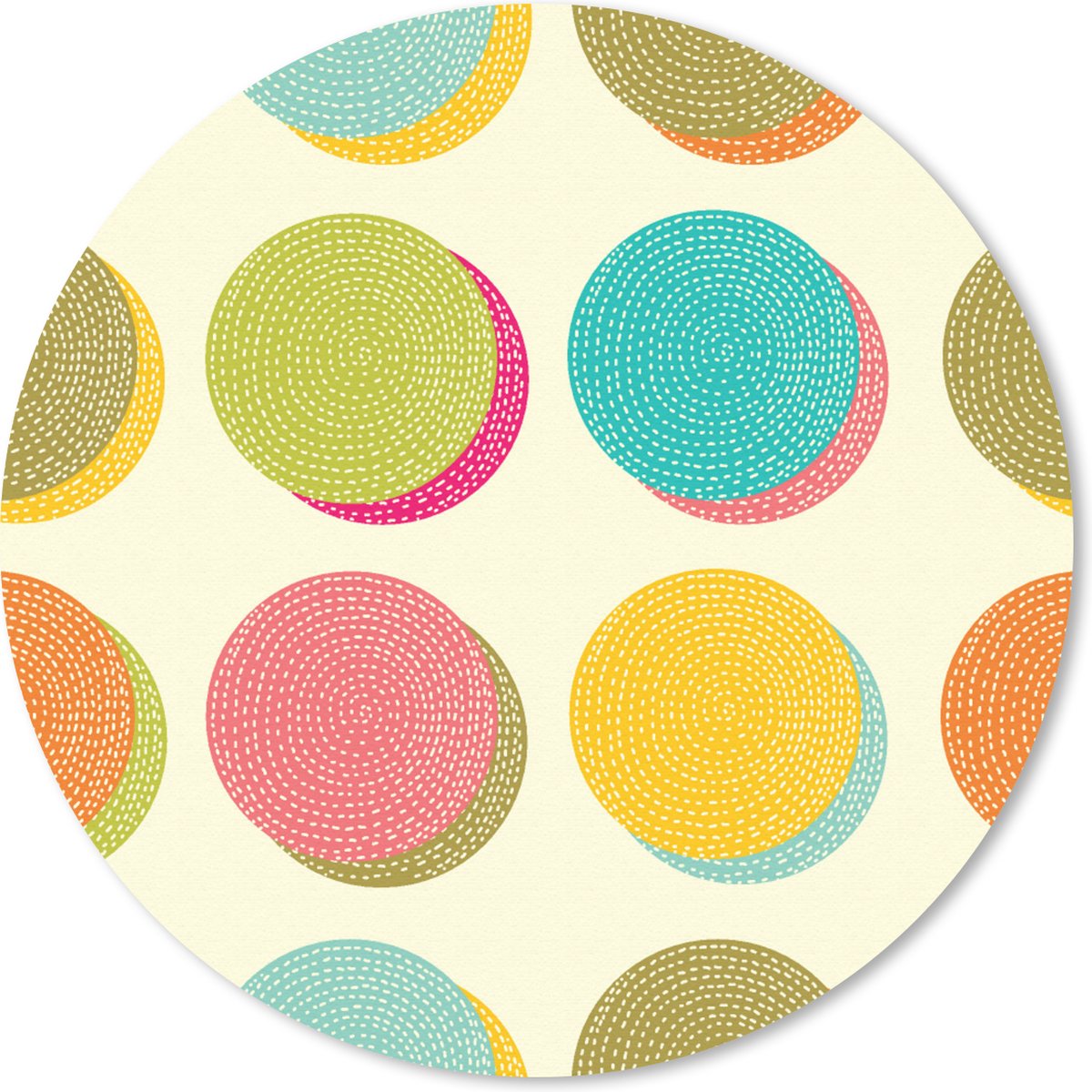 Muismat rond 30x30 cm - Mousepad Retro - Bohemian - Patroon - Stippen - Ronde muismatten