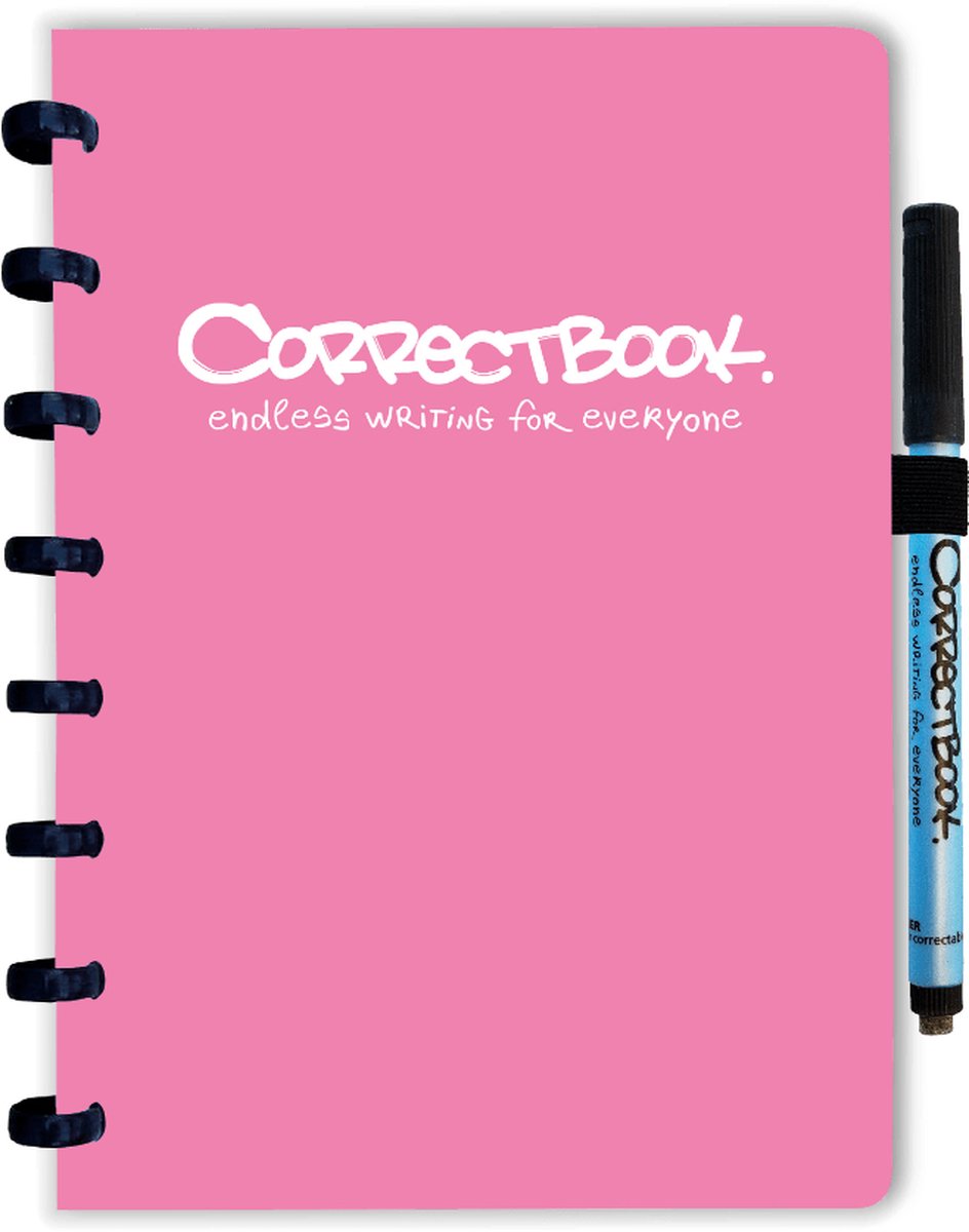 Whiteboard notitieblok / schrift - Correctbook - A5 - Gelijnd - Roze - Correctbook