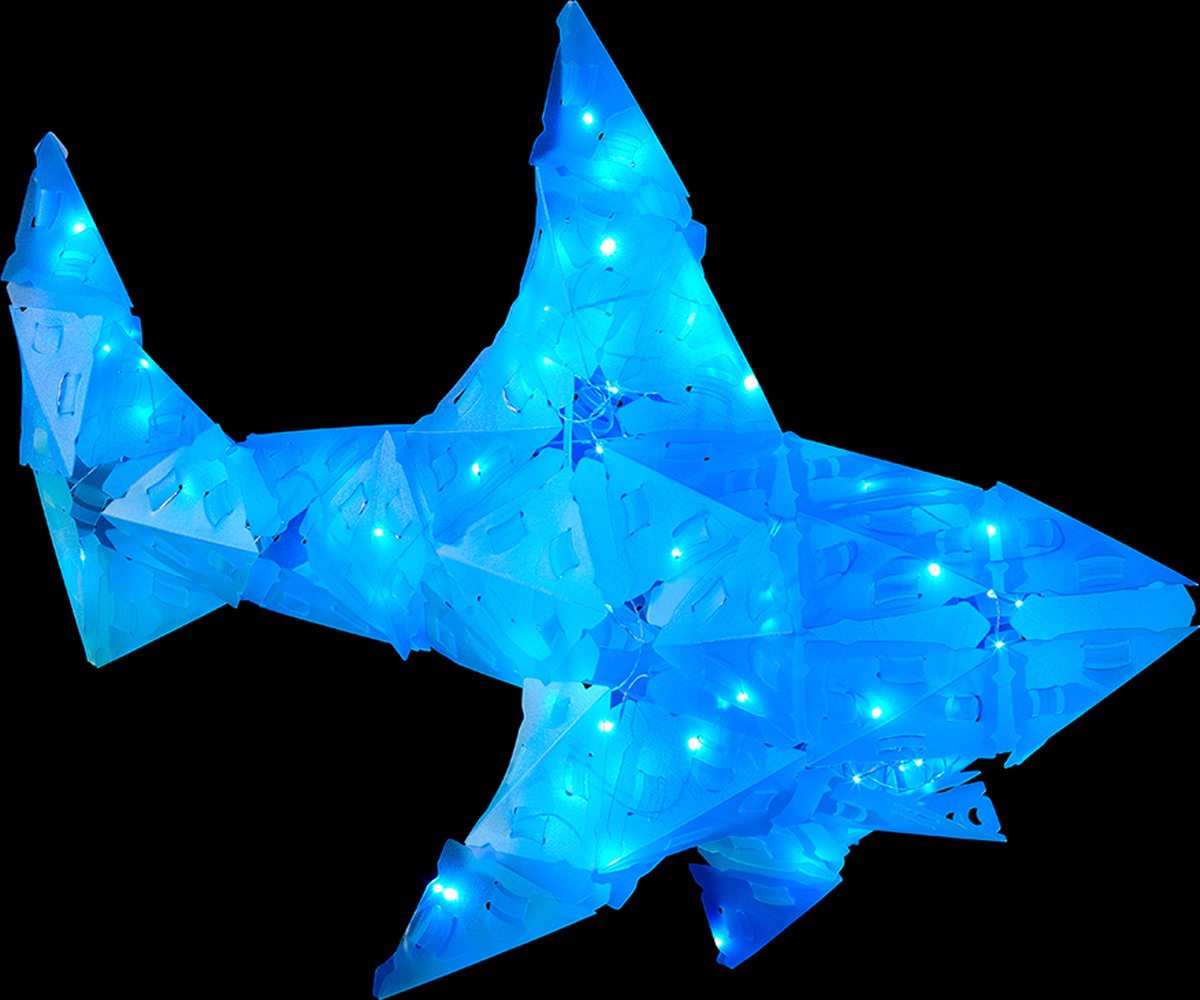 Creatto Haai - Bouwset met LED Verlichting - Bouw 4 Lichtgevende Zeedieren - Haai, Octopus, Meeuw en Vis - 140 Onderdelen - Creatief Bouwspeelgoed - Vanaf 9 Jaar — afbeelding 9