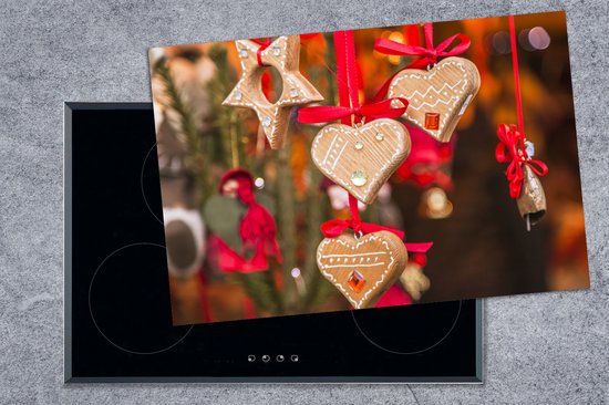 KitchenYeah® Inductie beschermer 81x52 cm - De hangende hartendecoratie op de markt van Trente tijdens kerst - Kookplaataccessoires - Afdekplaat voor kookplaat - Inductiebeschermer - Inductiemat - Inductieplaat mat