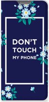 Telefoontasje OPPO Find X5 Smartphone Hoesje Flowers Blue Don't Touch My Phone