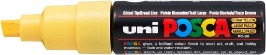 Krijtstift – Chalkmarker – Universele Marker – Uni Posca Marker – Strogeel – PC-8K – 8mm – Beitelpunt – Large – 1 stuk