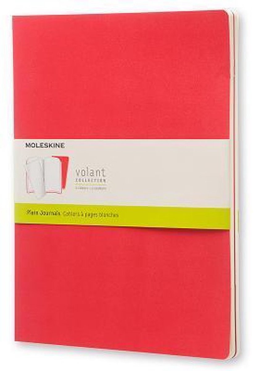 Moleskine Volant Journal (Set of 2), Extra Large, Plain, Geranium Red