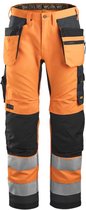Snickers 6230 AllroundWork, Pantalon de travail haute visibilité+ avec poches holster, Classe 2 - Oranje, Haute visibilité/ Grijs acier - 92