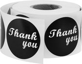 PrimeMatik - 38mm ronde zwarte sticker 'Thank You'