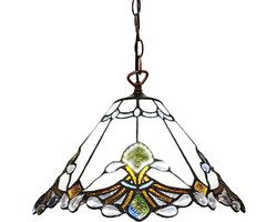 Lumilamp Hanglamp Tiffany Ø 31x107 cm Wit Bruin Glas