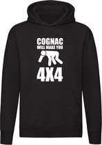 Cognac will make you 4x4 | drank | alcohol | sterke drank | Unisex | Trui | Sweater | Hoodie | Capuchon | Zwart