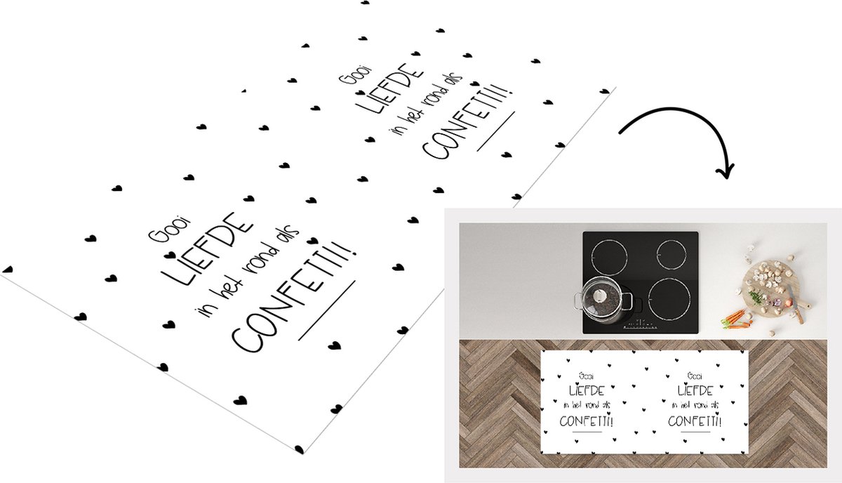 KitchenYeah Keukenloper - Loper keuken - Liefde - Gooi de liefde in het rond als confetti! - Quotes - Spreuken - 120x60 cm - Keukenloper vinyl Multicolor