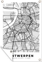 Tuinposters buiten Zwart Wit – België – Plattegrond – Stadskaart – Kaart – Antwerpen - 60x90 cm - Tuindoek - Buitenposter