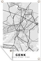 Tuinposters buiten België – Genk – Stadskaart – Kaart – Zwart Wit – Plattegrond - 60x90 cm - Tuindoek - Buitenposter