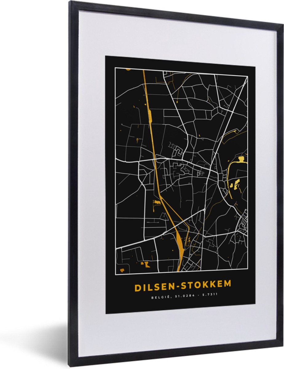 Fotolijst Incl Poster Stadskaart Plattegrond Dilsen Stokkem Kaart Goud Bol Com