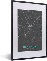 Fotolijst incl. Poster - Stadskaart – Grijs - Kaart – Beaumont – België – Plattegrond - 40x60 cm - Posterlijst