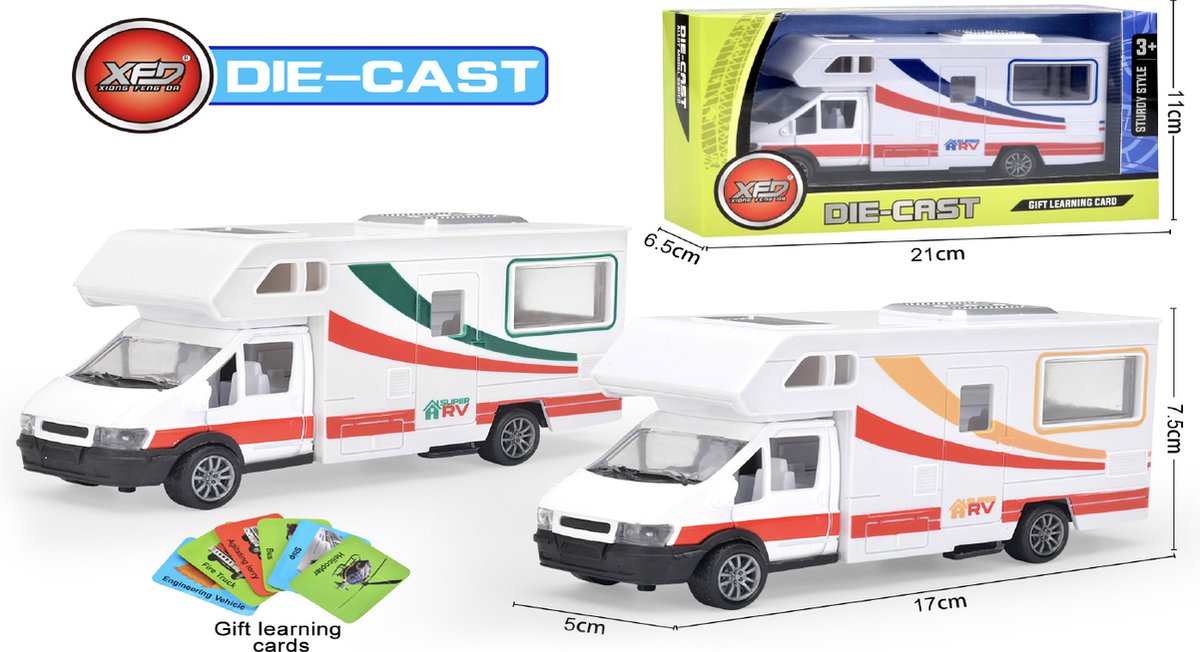 Caravan speelgoed - Vakantie camper - Die Cast voertuig - pull-back drive - Super RV - 17CM