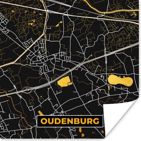 Poster Oudenburg - Goud - Kaart - Stadskaart - Plattegrond - 30x30 cm | bol