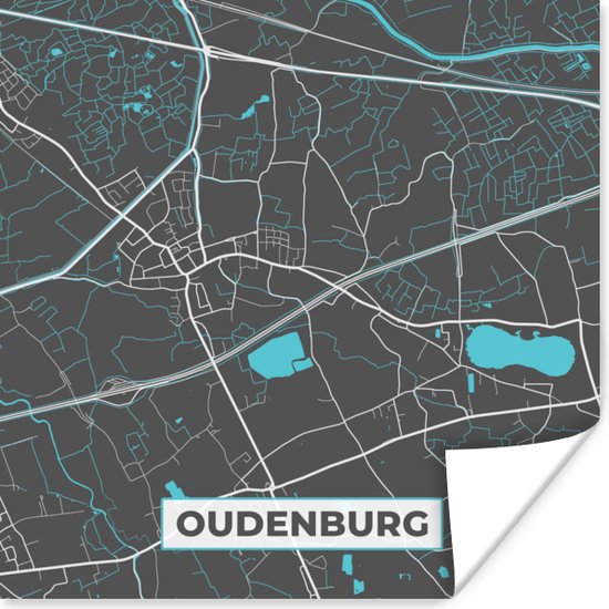 Poster België – Oudenburg – Stadskaart – Kaart – Blauw – Plattegrond ...