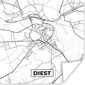 Poster Zwart Wit – België – Plattegrond – Stadskaart – Kaart – Diest - 75x75 cm