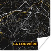 Poster Kaart - Goud - La Louvière - Plattegrond - Stadskaart - 30x30 cm