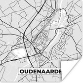 Poster Stadskaart – Plattegrond – België – Zwart Wit – Oudenaarde – Kaart - 75x75 cm