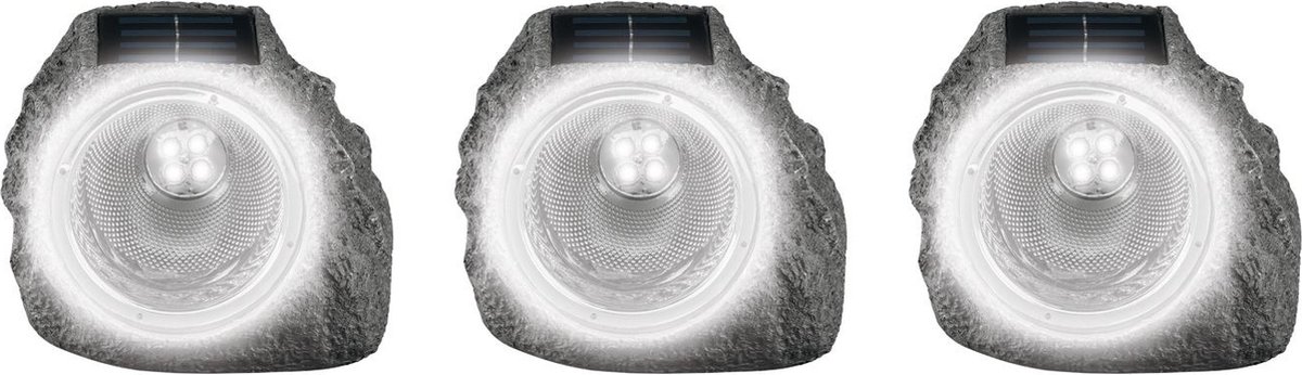 Livarnolux Tuinlampen - Solar - Led - 3 stuks - Grijs