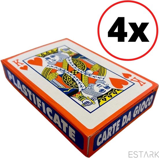 Thumbnail van een extra afbeelding van het spel ESTARK® Luxe Speelkaarten 4 STUKS - Plastic Coating - Poker Kaarten - kaartspel - Spelkaarten - Spel Kaart - 4 x 56 - Gezelschapsspel - Spelen - Playing Cards (4)