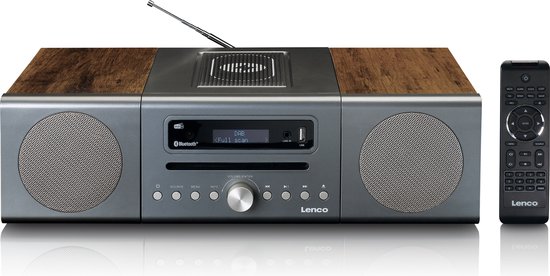 Lenco MC-175SI - Micro set met DAB, FM, CD, 2 USB, BT, QI, RC - zilver