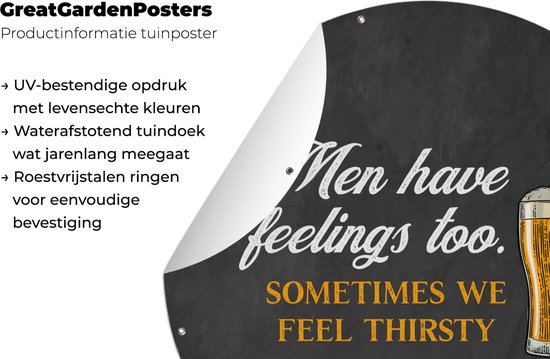 Garden Circle Bières - Hommes - Humour - Proverbes - 120x120 cm - Affiche Jardin Ronde - Extérieur - XXL