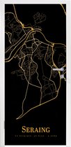 Deursticker Seraing - Kaart - Goud - 80x215 cm - Deurposter