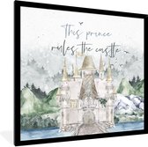 Fotolijst incl. Poster - Quotes - This prince rules the castle - Spreuken - Kinderen - Kids - Baby - 40x40 cm - Posterlijst