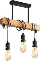 Loft Home Industriele Hanglamp | Plafondlamp | Plaffoniere | Eettafel Lamp | Verlichting | Kroonluchter | Hout | Zwart