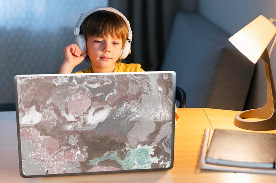 Sticker pour ordinateur portable - 15,6 pouces - Rouge - Imprimé granit - Galets - 36x27,5 cm - Autocollants pour ordinateur portable - Skin pour ordinateur portable - Housse