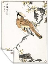 Muurdecoratie buiten Vogel - Japans - Boom - 120x160 cm - Tuindoek - Buitenposter