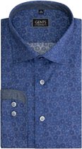 GENTS - Overhemd Heren Volwassenen bloemprint denim Maat XL 43/44