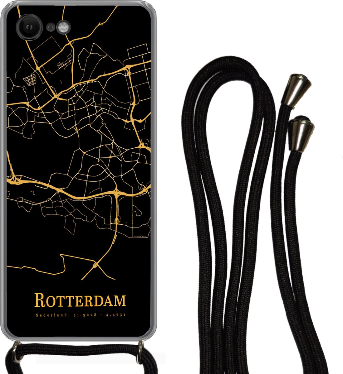Telefoonkoord - Telefoonketting - Hoesje met koord iPhone 8 - Rotterdam -  Kaart - Gold... | bol.com