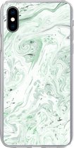 Coque pour iPhone Xs - Imprimé marbré - Vert - Wit - Coque en Siliconen téléphone -