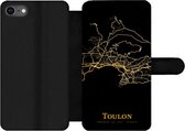 Bookcase Geschikt voor iPhone 7 telefoonhoesje - Toulon - Kaart - Goud - Met vakjes - Wallet case met magneetsluiting