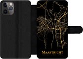 Bookcase Geschikt voor iPhone 11 Pro telefoonhoesje - Maastricht - Kaart - Goud - Zwart - Met vakjes - Wallet case met magneetsluiting