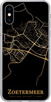 Geschikt voor iPhone X hoesje - Zoetermeer - Kaart - Goud - Siliconen Telefoonhoesje