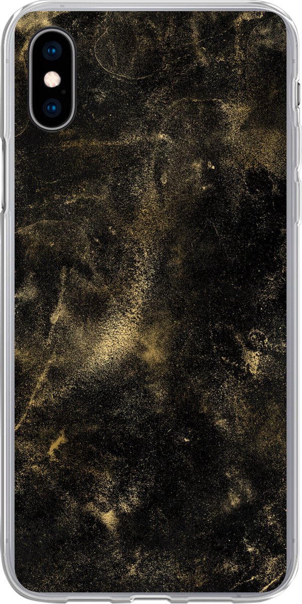 Telefoonhoesje Geschikt voor iPhone Xs hoesje - Goud - Glitter - Zwart - Siliconen Telefoonhoesje Telefoonhoesje