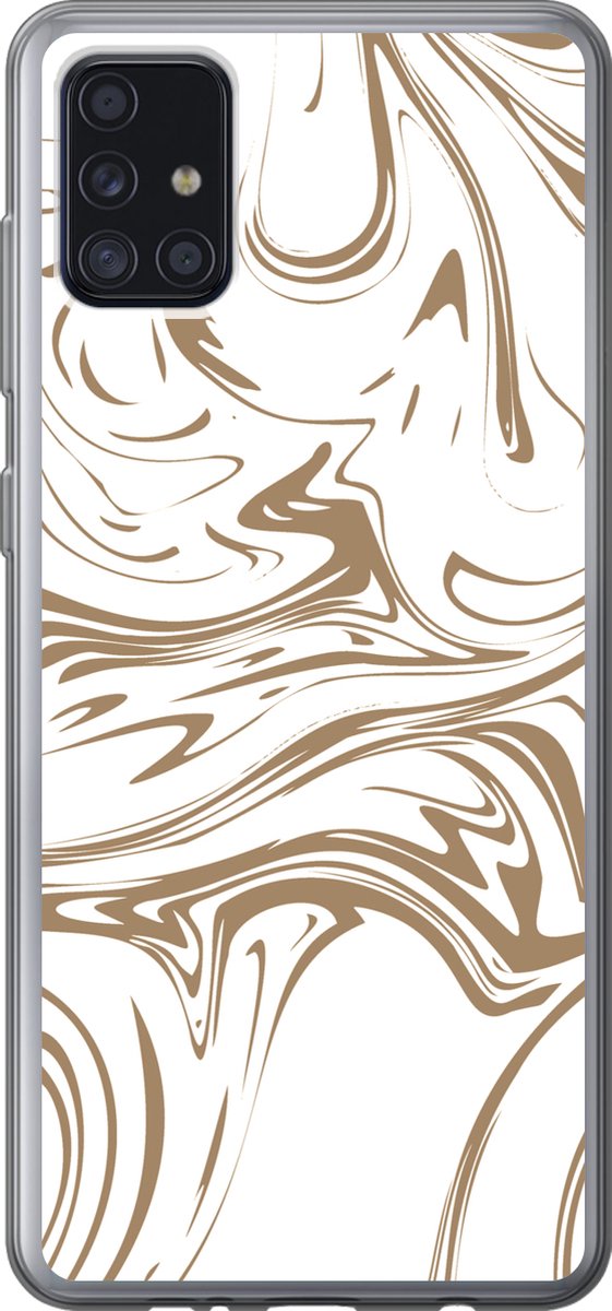 Telefoonhoesje Geschikt voor Samsung Galaxy A52 5G hoesje - Marmer print - Bruin - Patronen - Siliconen Telefoonhoesje Telefoonhoesje