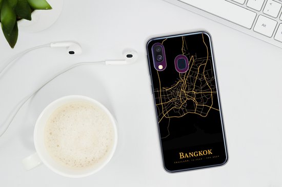 Coque Samsung Galaxy A40 - Bangkok - Carte - Or - Coque de téléphone en Siliconen