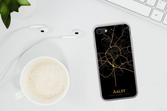 Coque iPhone SE 2020 - Alost - Carte - Or - Coque de téléphone en Siliconen