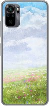 Geschikt voor Xiaomi Redmi Note 10 hoesje - Waterverf - Bloemen - Landschap - Siliconen Telefoonhoesje