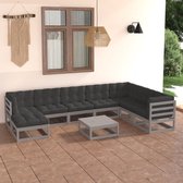9-delige Loungeset met kussens massief grenenhout