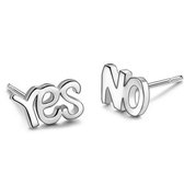 Oorknopjes yes/no zilver
