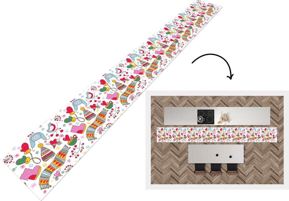 KitchenYeah Keukenloper - Keukenmat - Patronen - Winter - Kerst - 480x60 cm - Keuken vloerkleed Multicolor